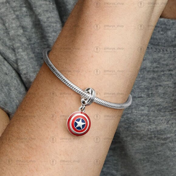 Pandora Marvel The Avengers Captain America Shield Dangle Charm - Picture 5 of 6
